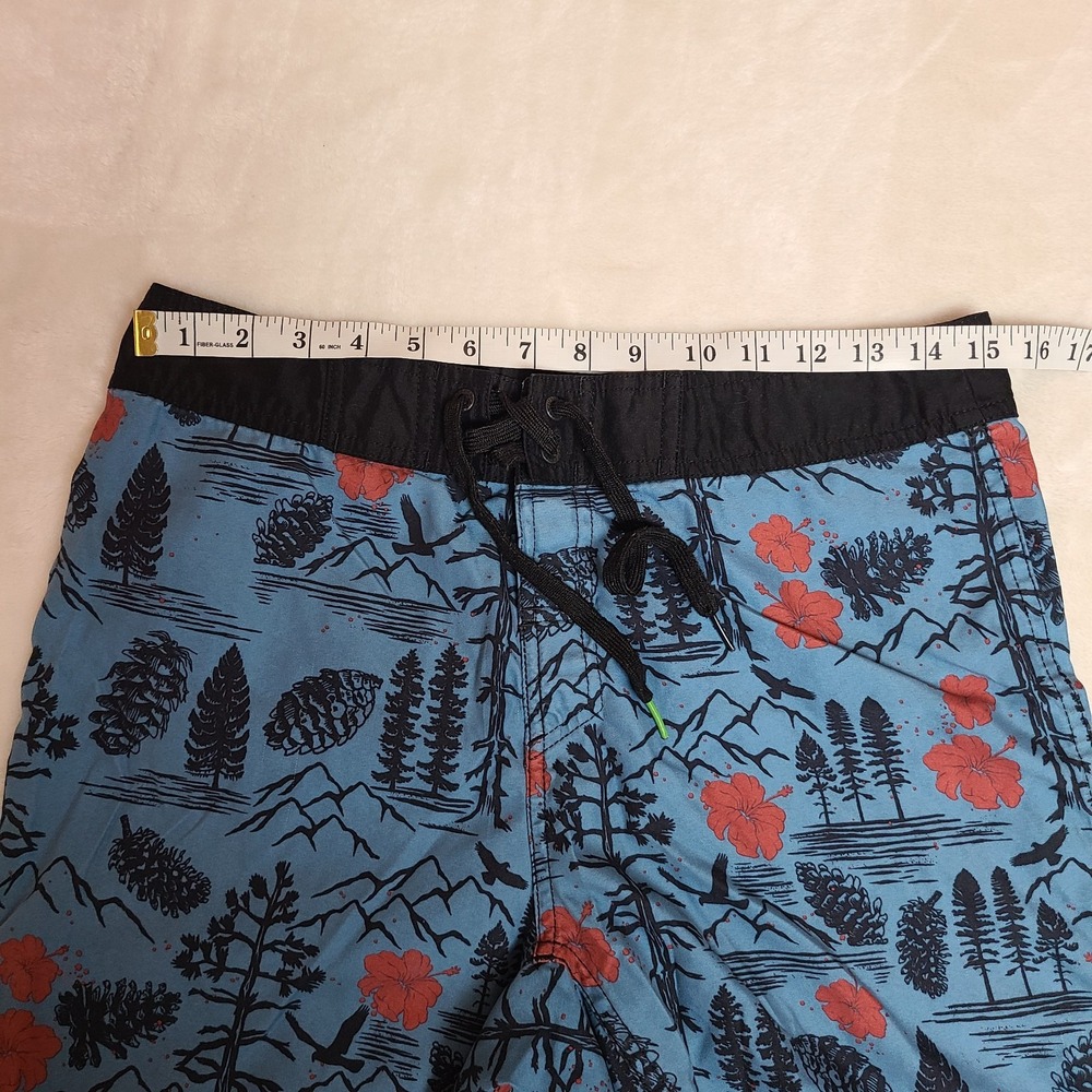 Hippy Tree Men's Shorts Size 30 Beach Drawstring Pocket Stretch Nature Print - Picture 11 of 14
